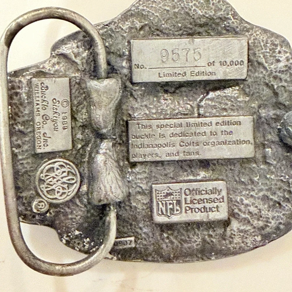 1989‎ Indianapolis Colts Belt Buckle NFL Football Silver Limited Edition # 9575